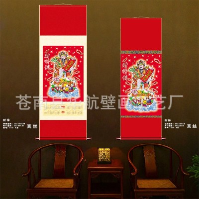 丝绸挂历织锦画丝绸画挂轴年画福刺绣画福字台历对联定制福字佛像 10幅起批图4