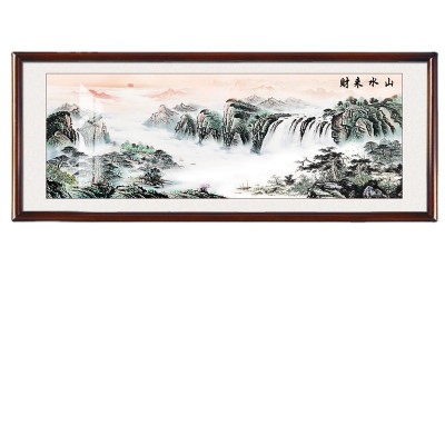 流水生财紫气东来山水来财风水装饰画财源滚滚壁画办公室挂画批发 2副起批图5
