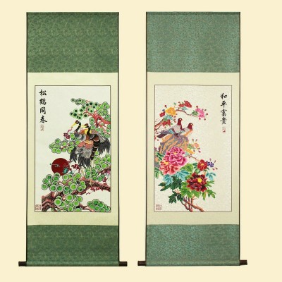 蔚县手工剪纸画批发 客厅装饰植物山水无框画轴 玄关剪纸竖幅挂画 2件起批图3