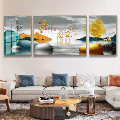 新品晶瓷画客厅三联装饰画现代简约抽象石来运转大气挂画高档京瓷 2幅起批图3