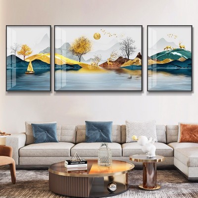 新品现代简约客厅装饰画沙发背景墙挂画高端晶瓷画轻奢三联挂画京 2幅起批图2