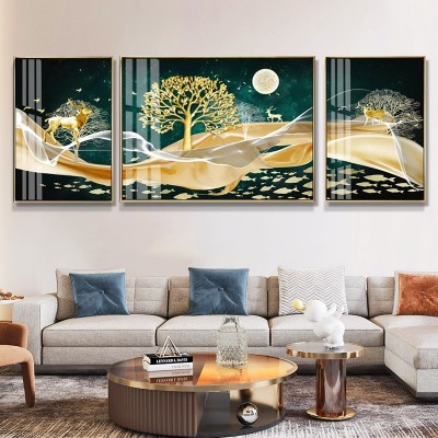 新品现代简约客厅装饰画沙发背景墙挂画高端晶瓷画轻奢三联挂画京 2幅起批图3