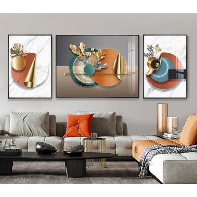 新品现代简约客厅装饰画沙发背景墙挂画高端晶瓷画轻奢三联挂画京 2幅起批图4