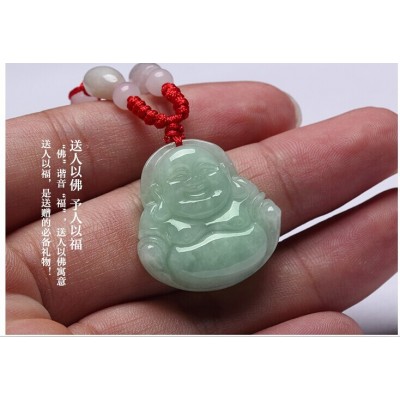 缅甸a货翡翠佛玉佛佛翡翠笑佛玉佛公吊坠25mm玉石玉器挂件女款图5