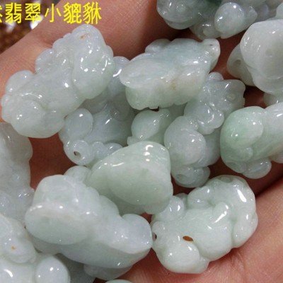 冰种A货翡翠 貔貅散珠 DIY散件配饰 手工编饰品配件男女款图5