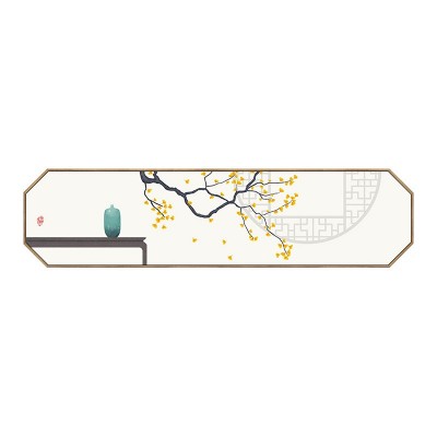 春花秋月新中式床头挂画中国风客厅沙发装饰画梅花银杏八边形壁画 2副起批图5