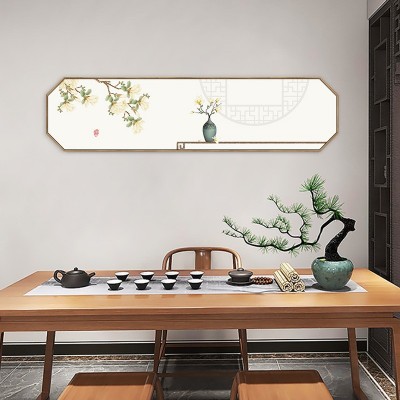 春花秋月新中式床头挂画中国风客厅沙发装饰画梅花银杏八边形壁画 2副起批图4