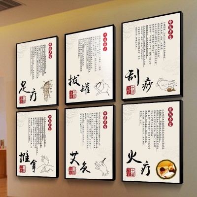 中医养生中式装饰画中医馆诊所墙壁画足疗店推拿按摩美容院挂画 4副起批图2