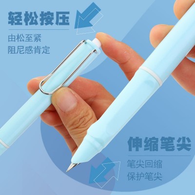 卫庄新款按动高颜值糖果配色钢笔可替换墨囊学生用书法练字按压式图2
