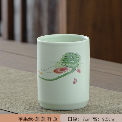励志陶瓷摆件教师礼物办公用品学生收纳文具瓷礼品毛笔笔筒批发图4