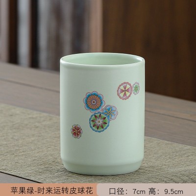 励志陶瓷摆件教师礼物办公用品学生收纳文具瓷礼品毛笔笔筒批发图2